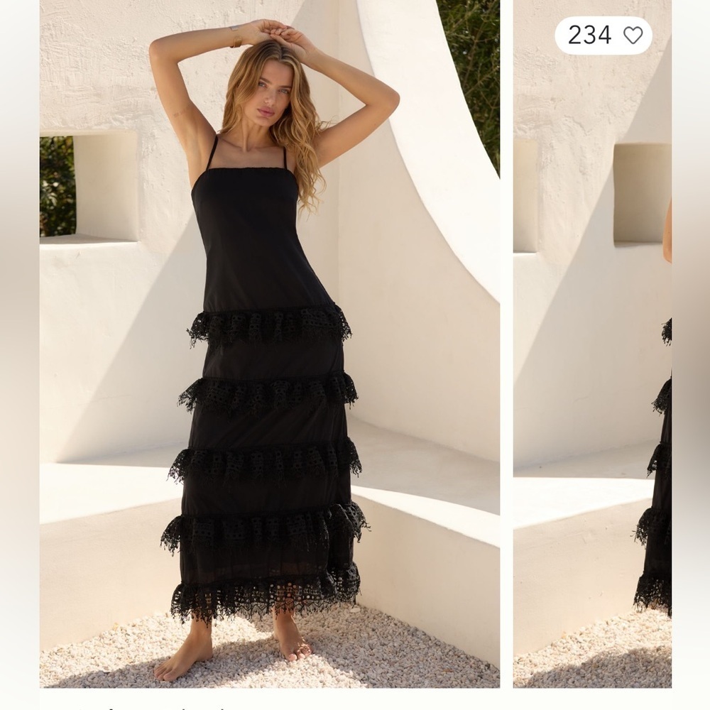 πRAREπ Anthropologie NWT Peixoto Tessa Eyelet Tiered Maxi Dress size M. - Picture 11 of 11
